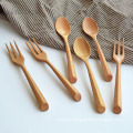 Long handle Solid wood dessert fork and spoon